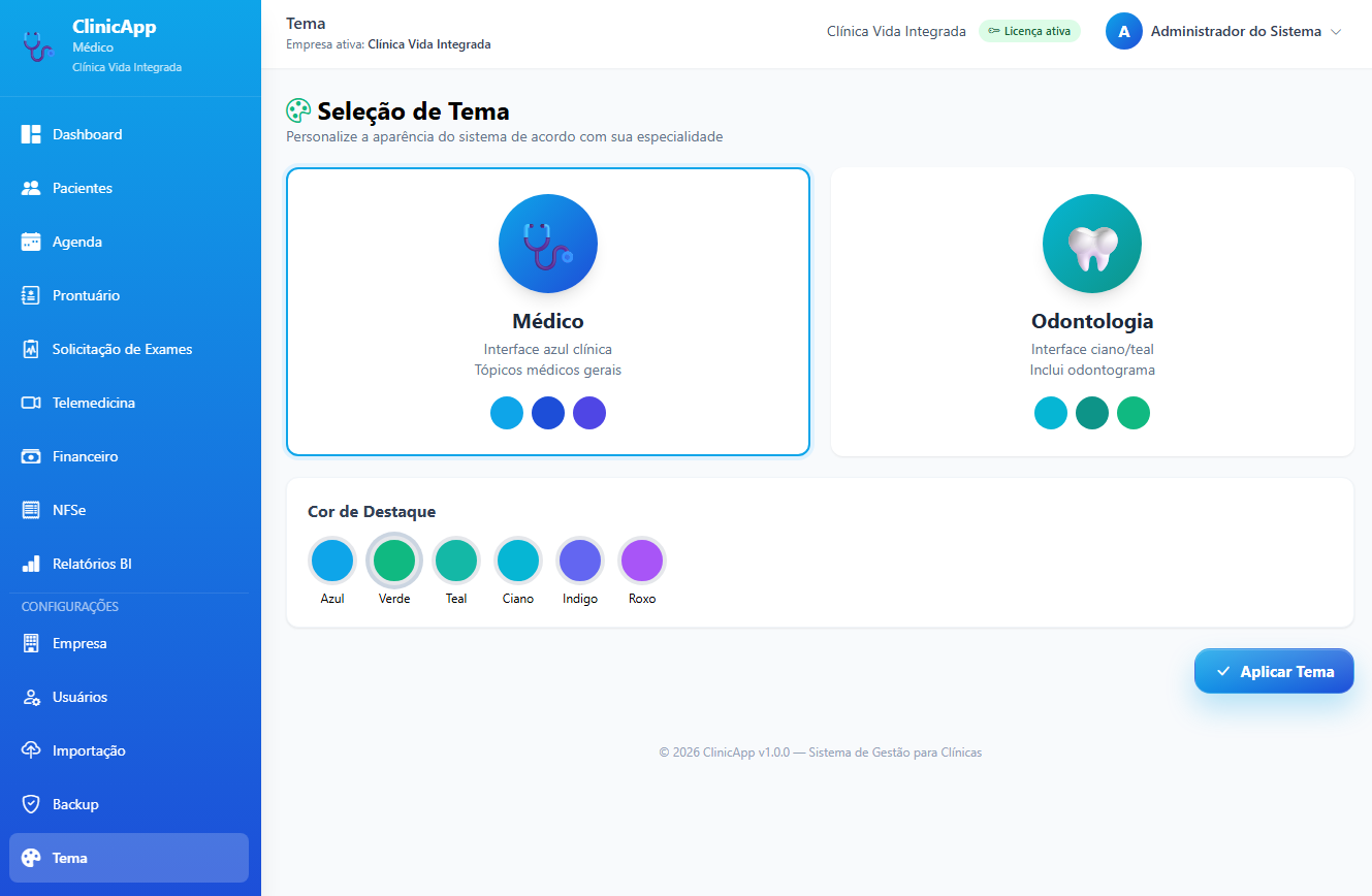 Tema que muda entre medicina e odontologia com recursos exclusivos